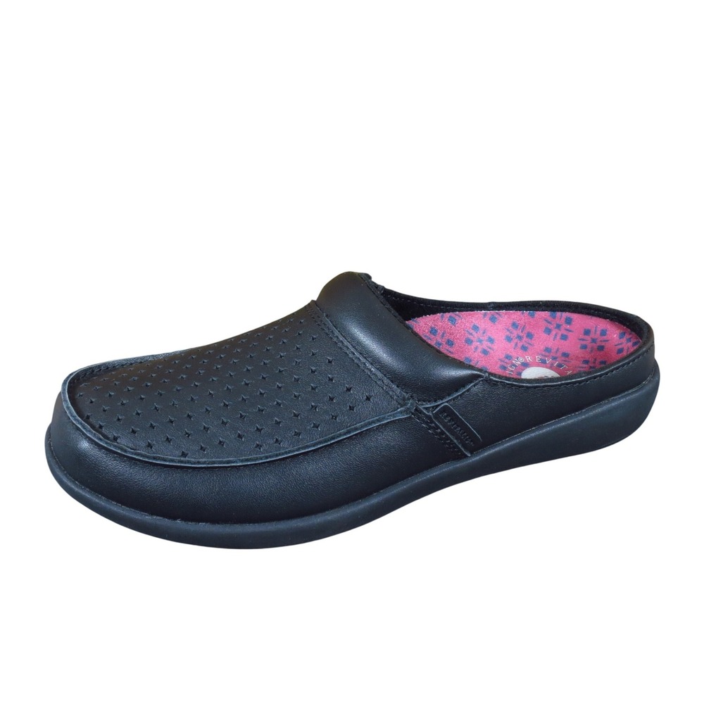 Revitalign Siesta Celebration Women Shoe Mule Size‎ 8.5 Orthotic Black Leather